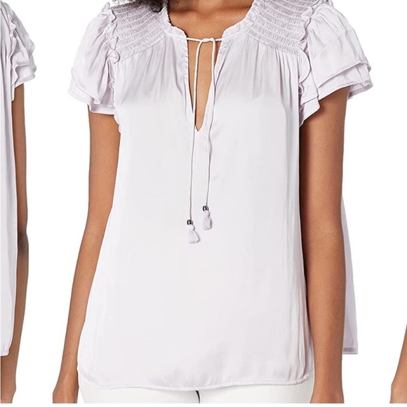 Like New!  Paige “Laramie” silky short sleeve flutter sleeve top in lavender Med - Picture 5 of 12